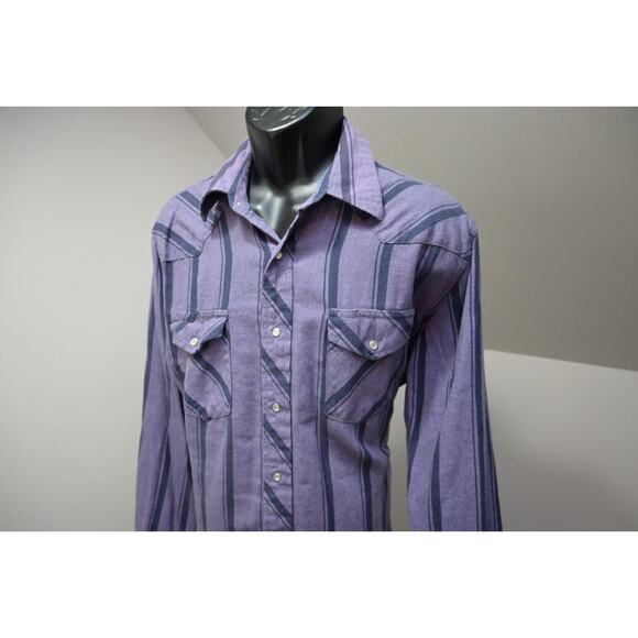 Wrangler Western Rugged Pearl Snaps Striped Cowboy Shirt Mens Size XL - Picture 1 of 9